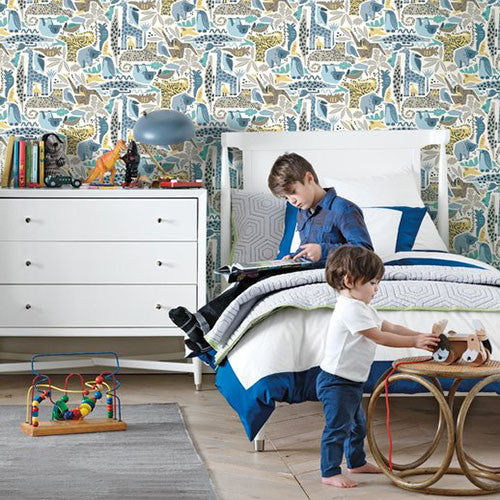 Kids room with fun wallpaper