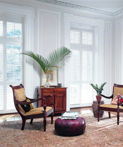 Hunter Douglas Heritance Hardwood Shutter in Sudbury Living Room