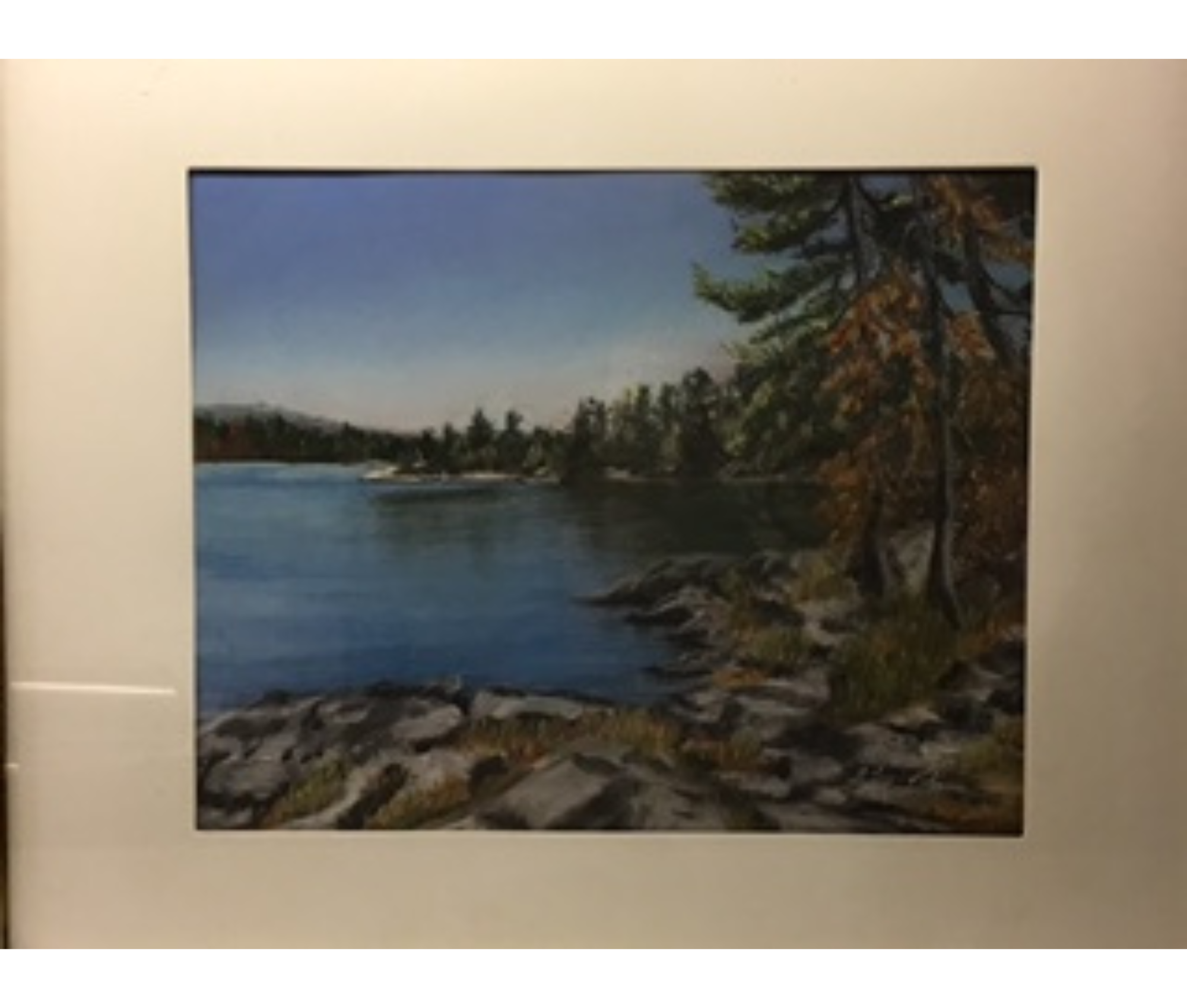 A painting by local Sudbury artist Loretta Spivak titled Birch Lake.