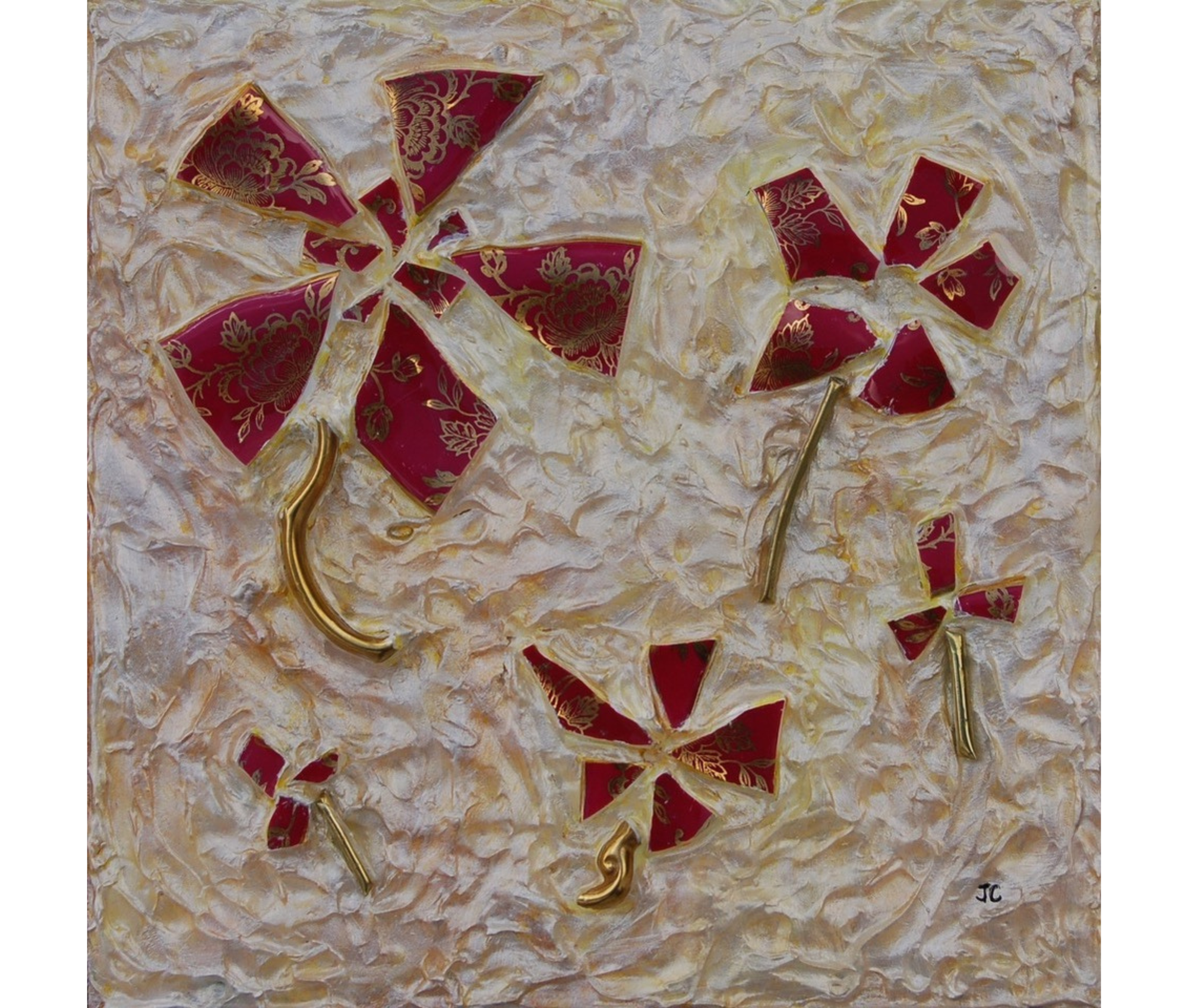 A painting by local Sudbury artist titled Flowers for Linda by Joan Chivot.