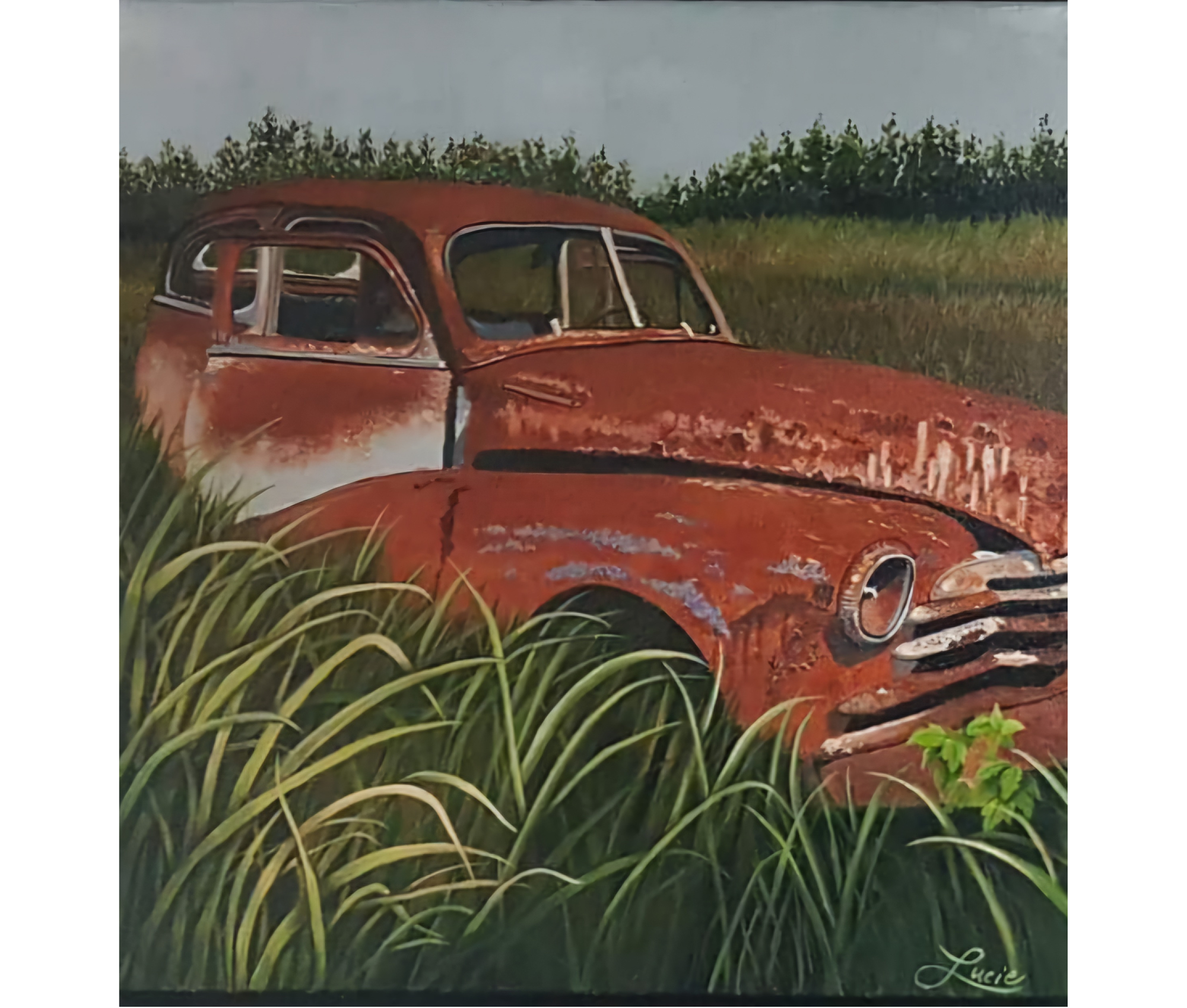 A painting by local Sudbury artist titled Rustic Relic by Lucie Mainville.