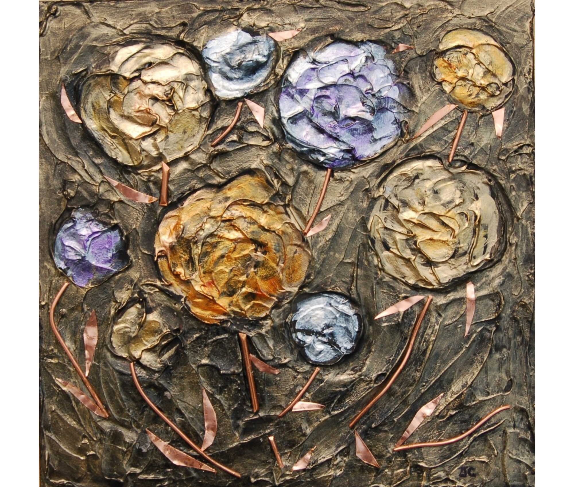 A painting y local Sudbury artist Joan Chivot titled Night BLooms