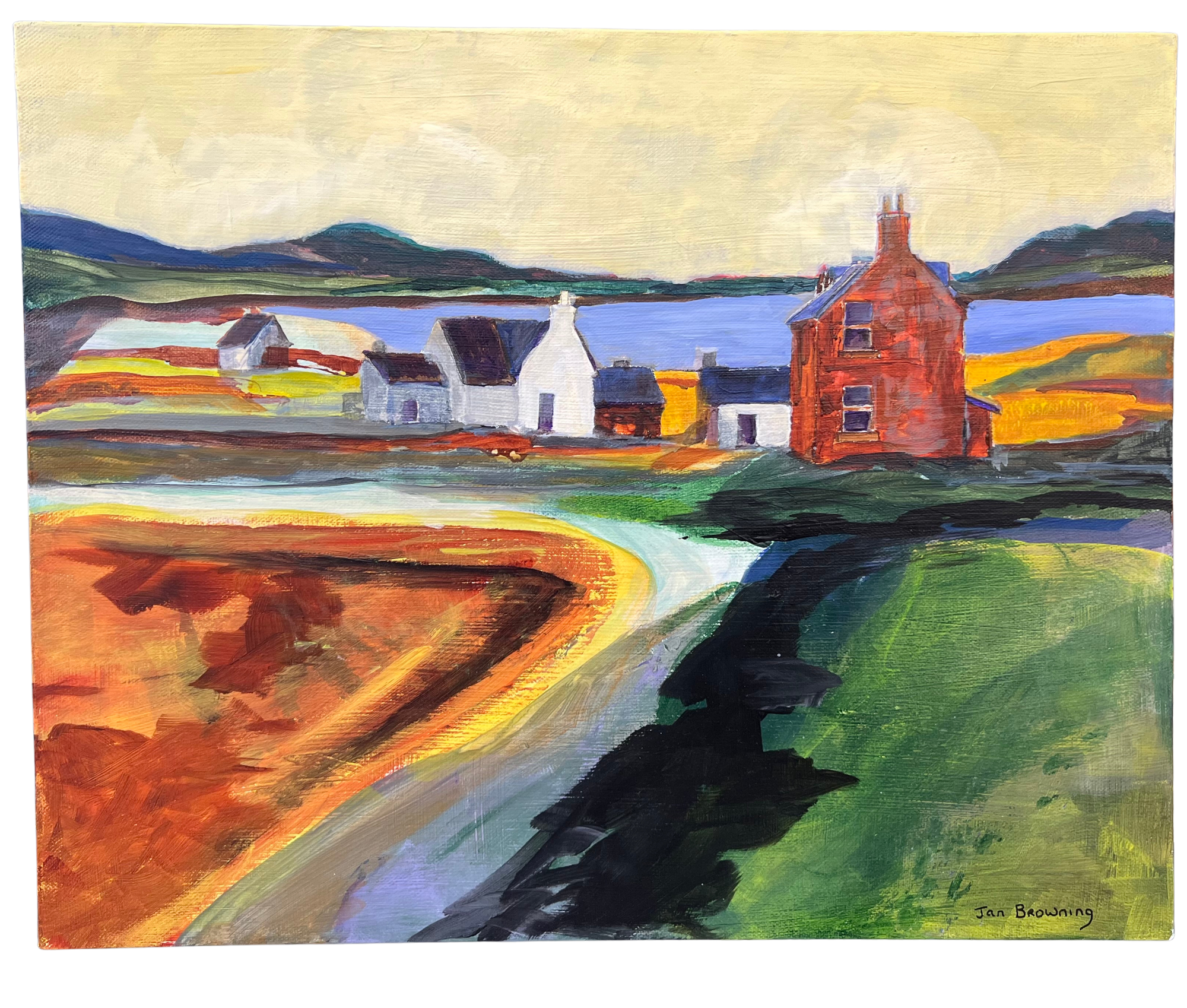 Painting by local Sudbury artist Jan Browning titled Cow House North Bay available at Barrydowne Paint - Long Lake location in Sudbury, Ontario