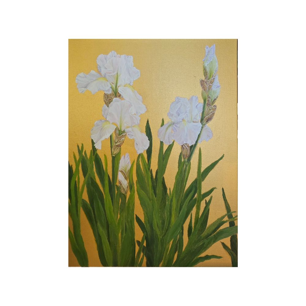 A painting by local Sudbury artist Donna Cushing titled Knights in White Satin