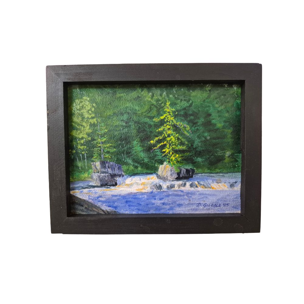 A painting by local Sudbury artist Doug Goodaletitled Study for the Lonely Tamarack