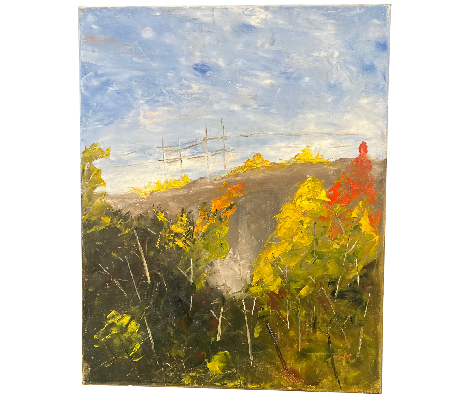 A painting by local Sudbury artist titled Fall on Malley Drive by Anthony Chezzi available at Barrydowne Paint  -Long Lake location.