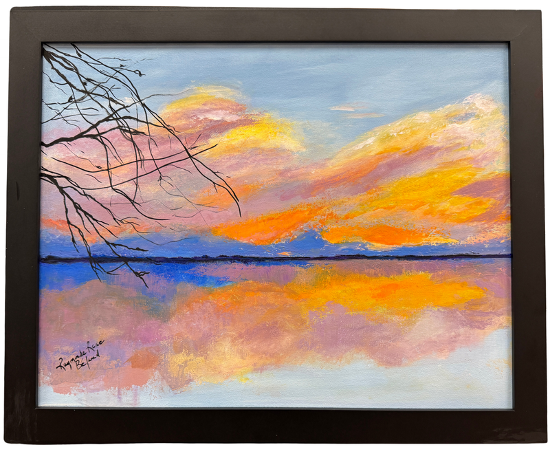 A painting by local Sudbury artist Raymond Beland titled Inspiration Dame Nature.