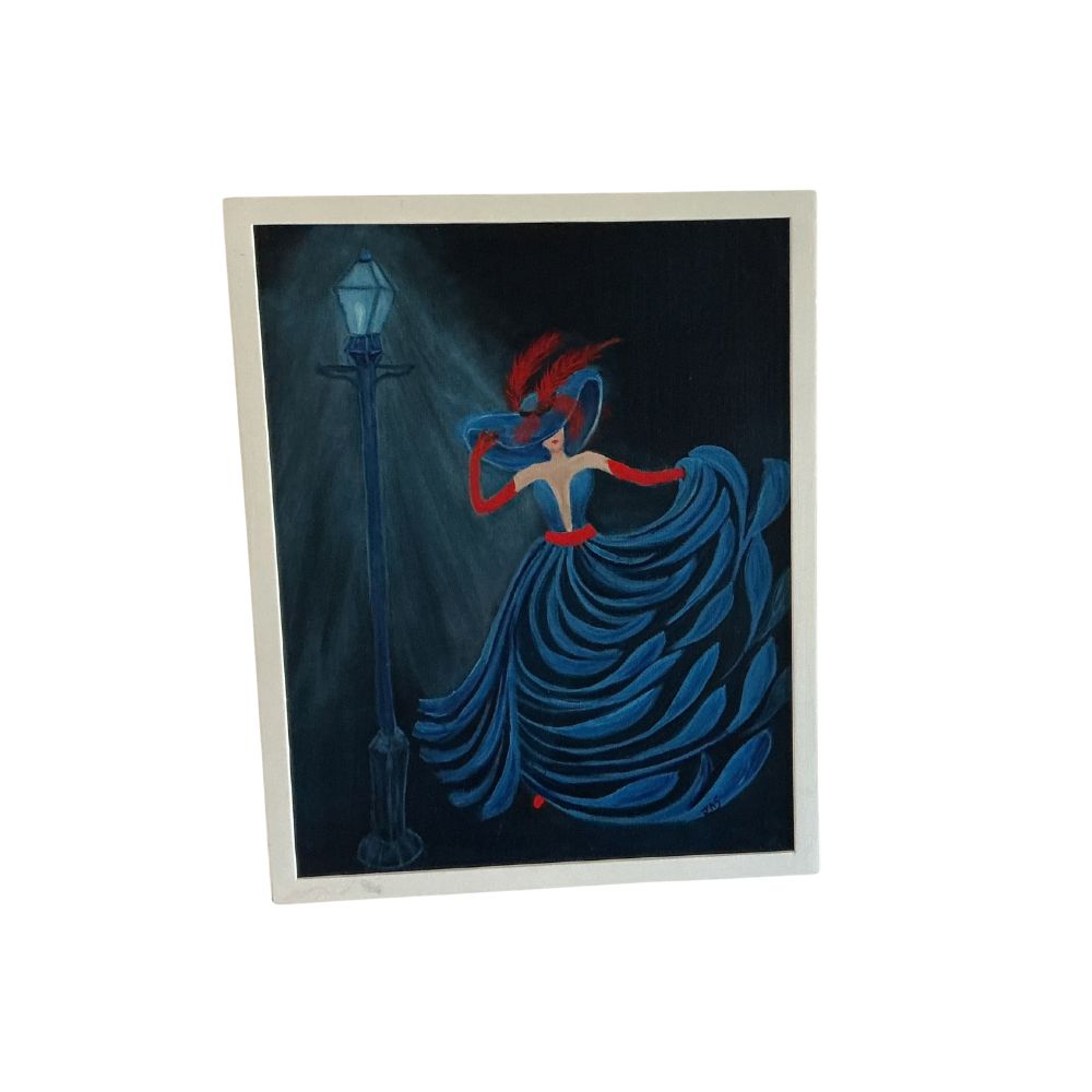A painting by local Sudbury artist Jeanette Skura titled Lady Has the Blues