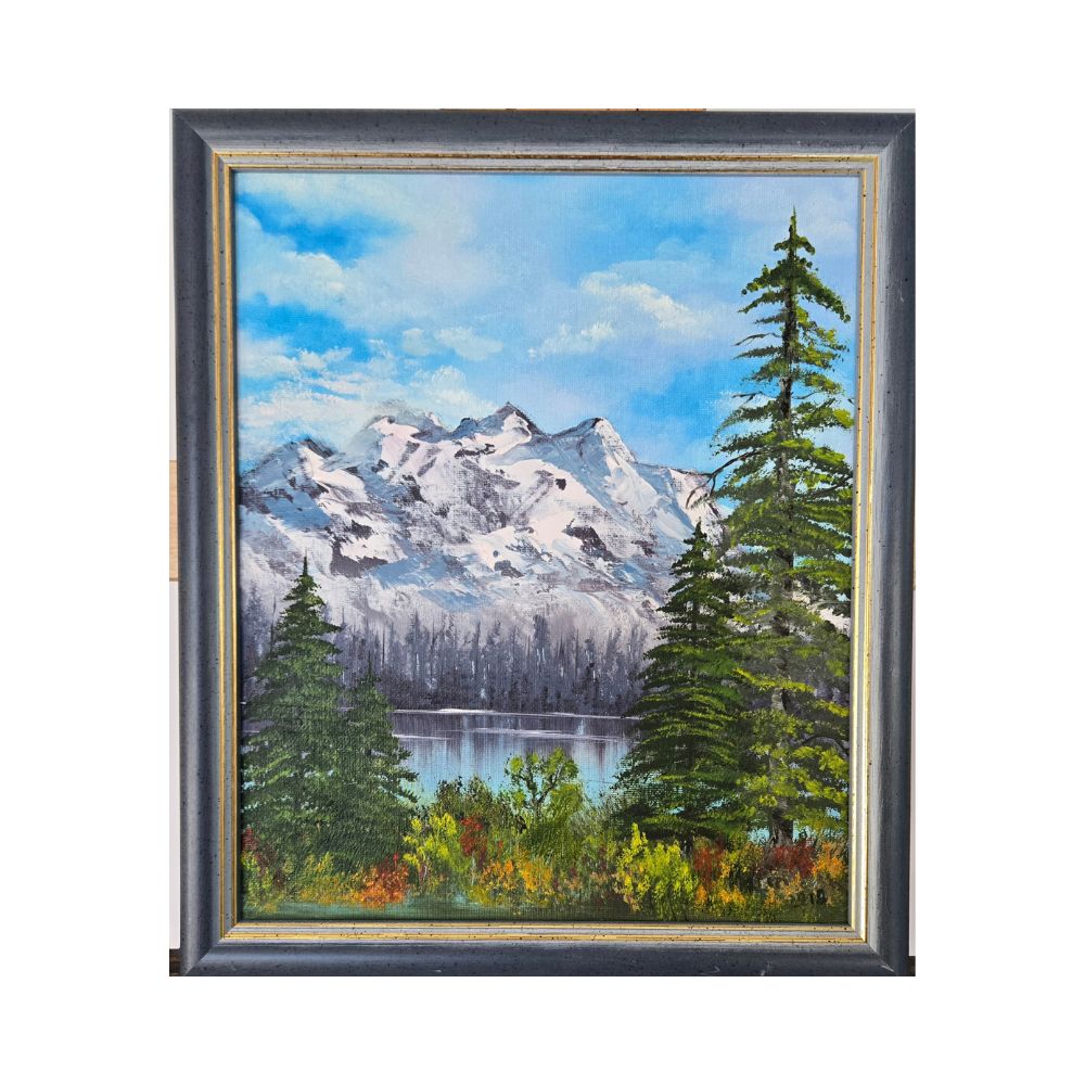 A painting by local Sudbury artist Karin Toddtitled Summer Stillness Meets Mountain Sky