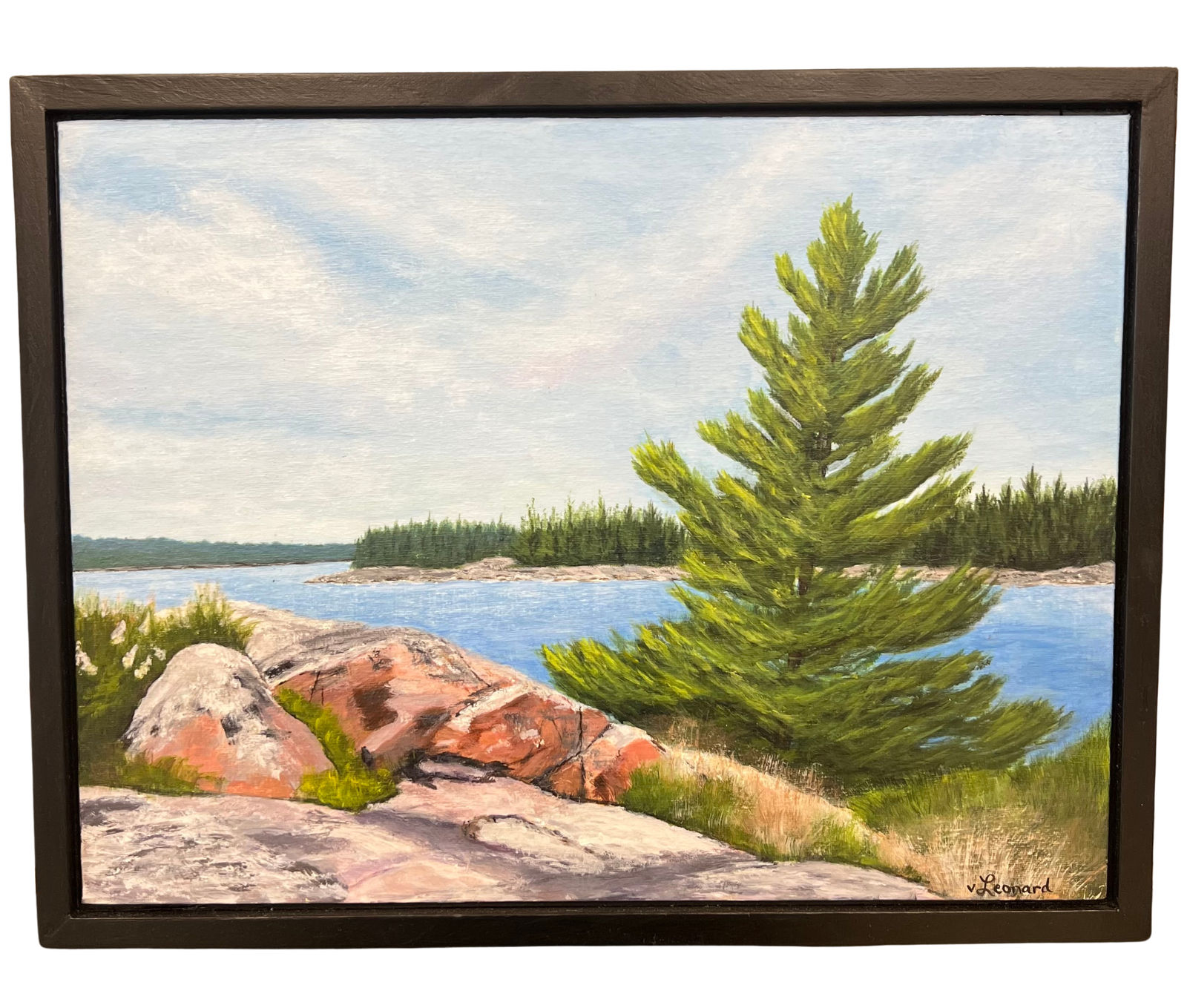 A painting by local Sudbury artist Valorie Leonard titled Killarney Channel.