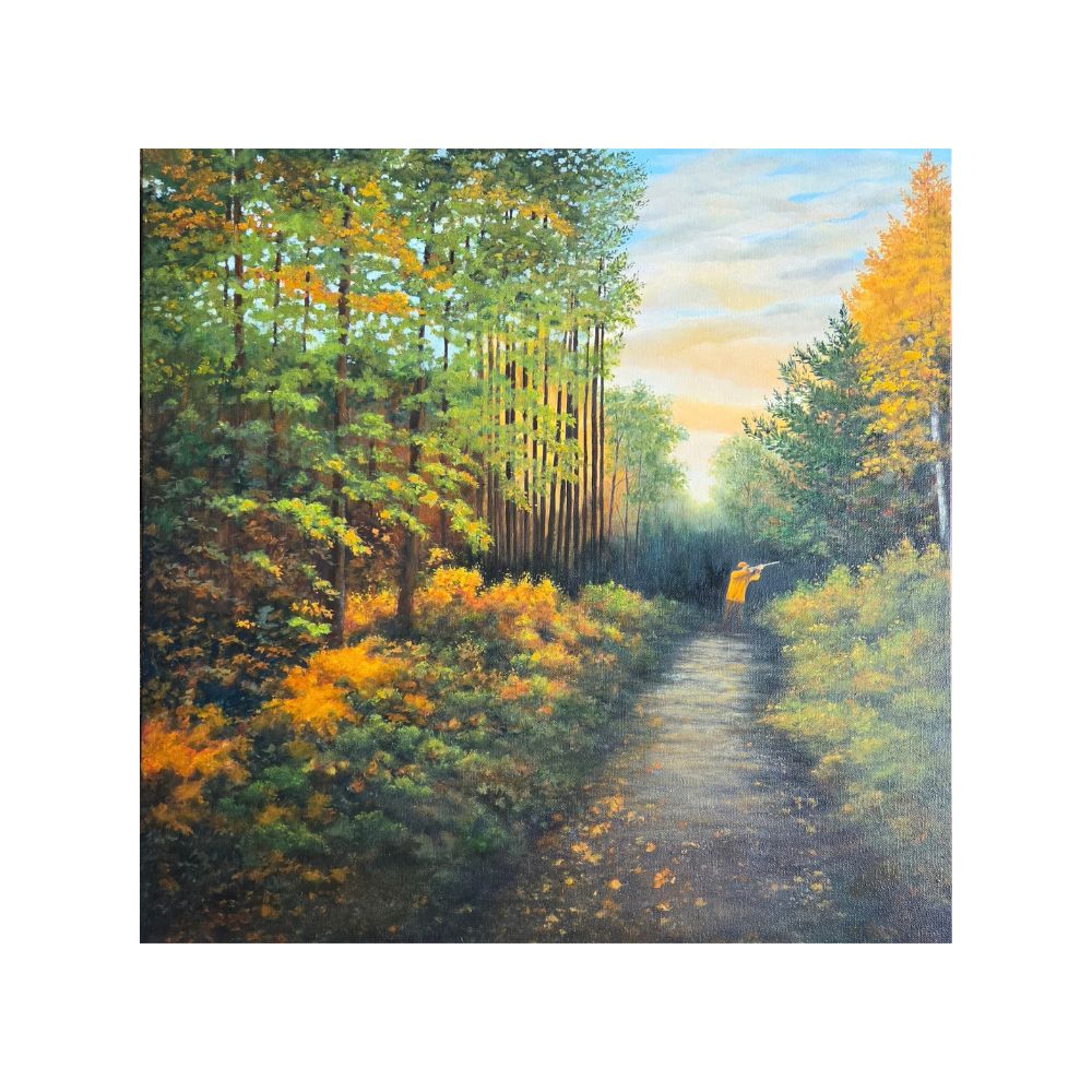 A painting by local Sudbury artist Lucie Mainville titled The Silent Aim