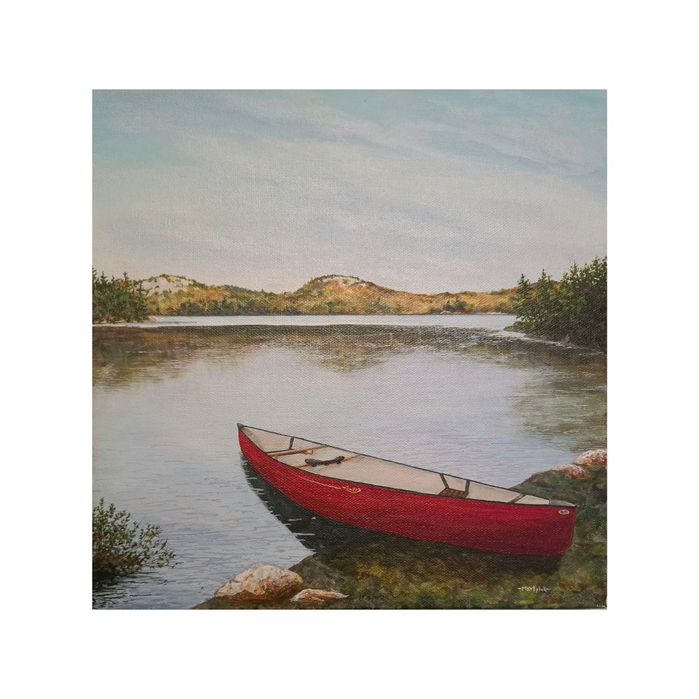 A painting by local Sudbury artist Martin Kotyluktitled Nellie Lake