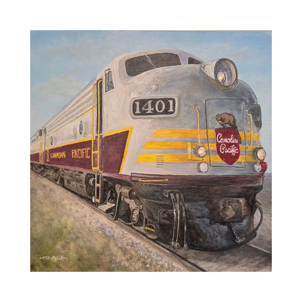 A painting by local Sudbury artist Martin Kotyluktitled Royal Canadian Pacific Railway
