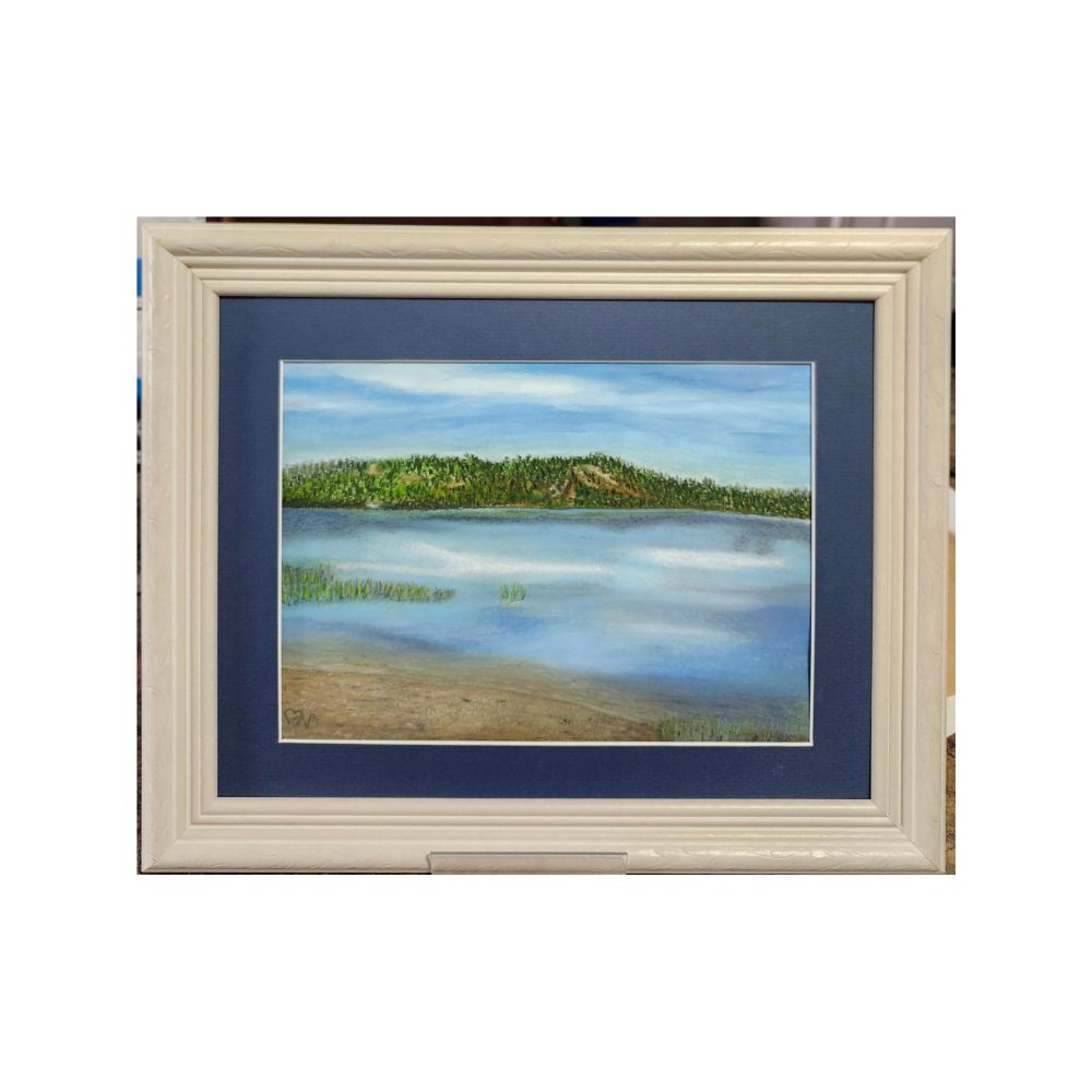 A painting by local Sudbury artist Marie Vaillanttitled Serenity of Clearwater Lake