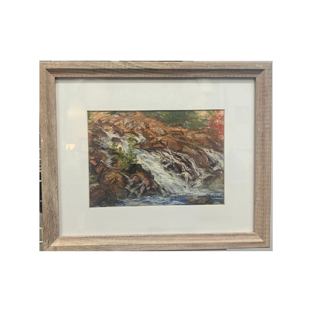 A painting by local Sudbury artist Sheryl Boivintitled High Falls Onaping