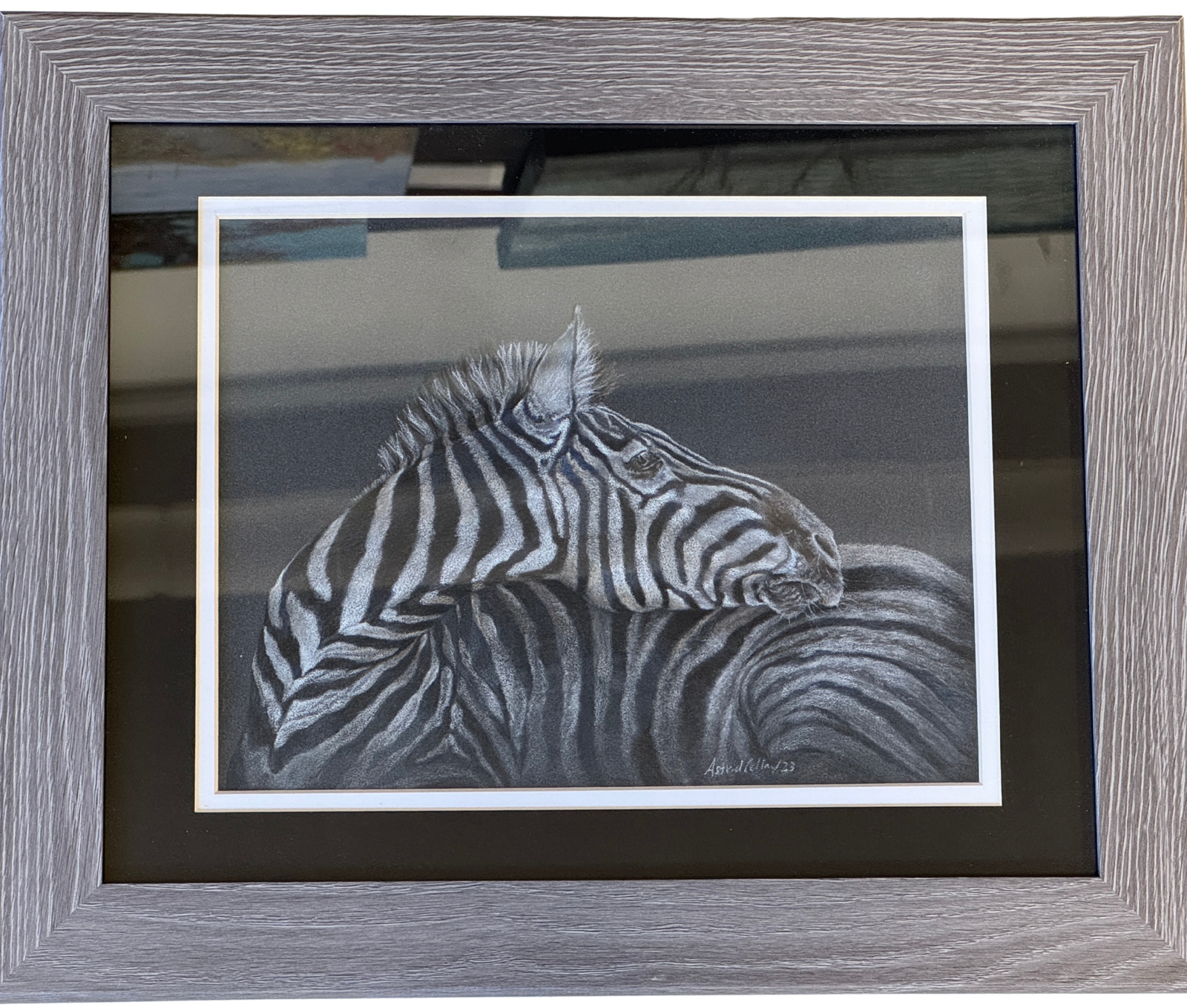 A painting by local Sudbury artist Astrid Colton titled Zebra