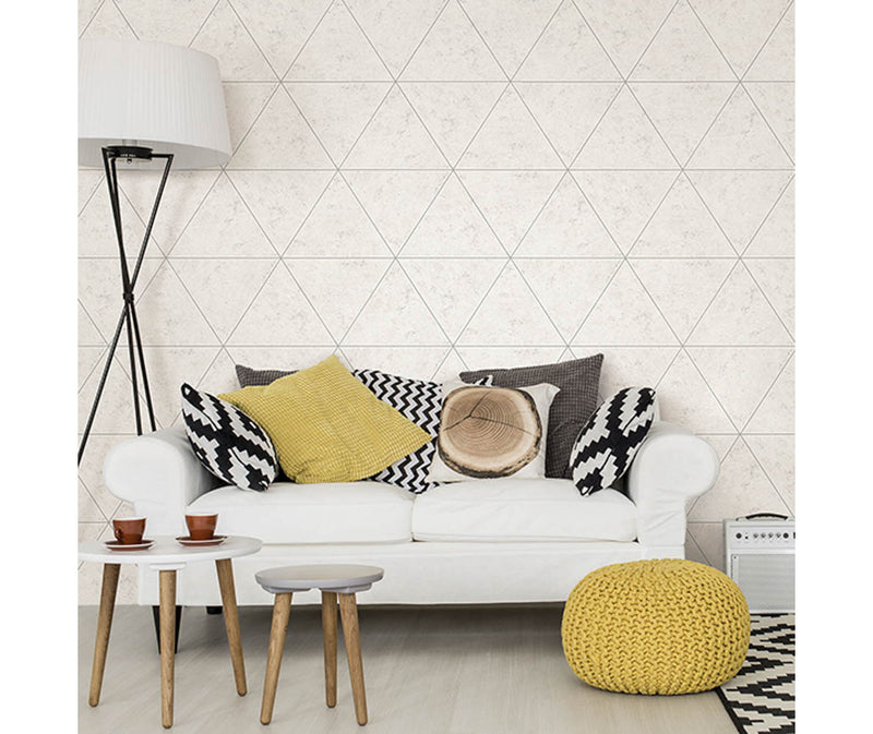Polished Concrete Silver Geometric Wallpaper available at Barrydowne Paint