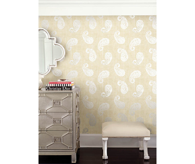 Kashmir Yellow Paisley Wallpaper available at Barrydowne Paint