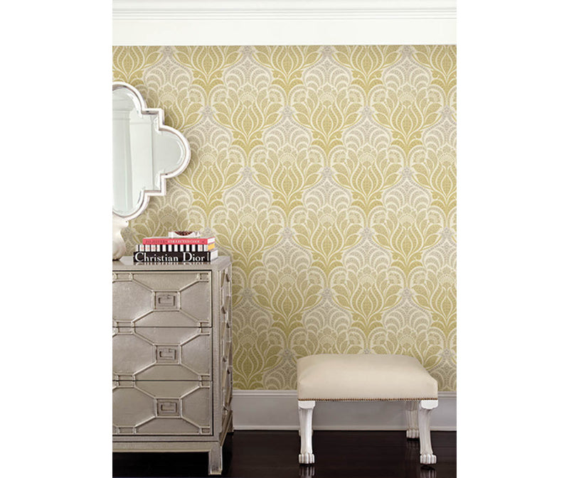 Twill Yellow Damask Wallpaper available at Barrydowne Paint