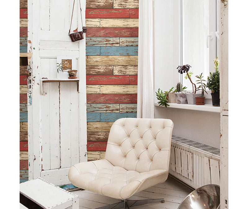Scrap Wood Red Weathered Texture Wallpaper available at Barrydowne Paint