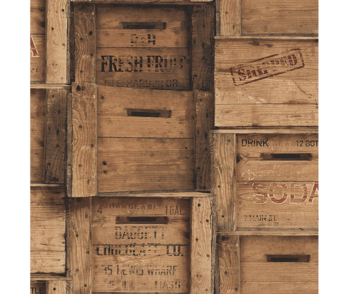 Wood Crates Brown Distressed Wood Wallpaper available at Barrydowne Paint