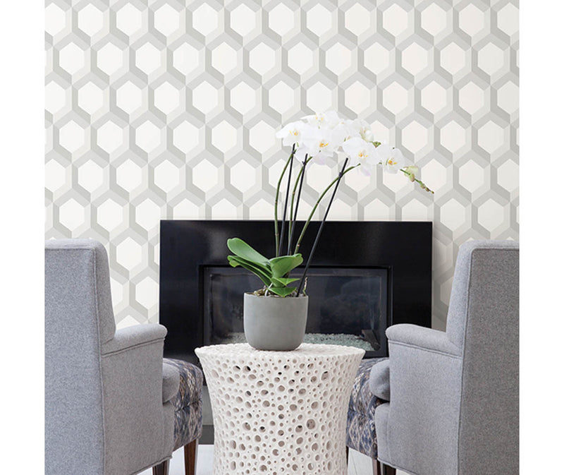 Hex Grey Geometric Wallpaper available at Barrydowne Paint