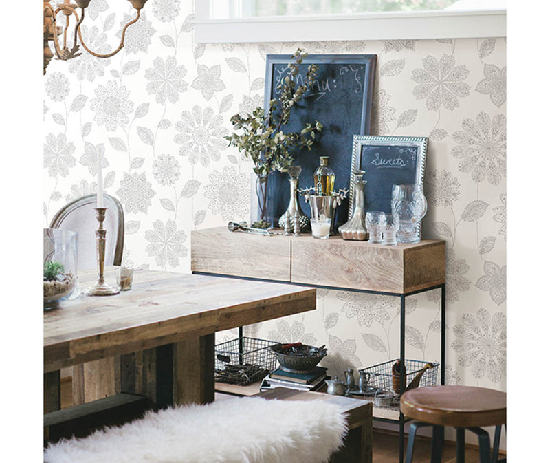 Panache Grey Floral Wallpaper available at Barrydowne Paint