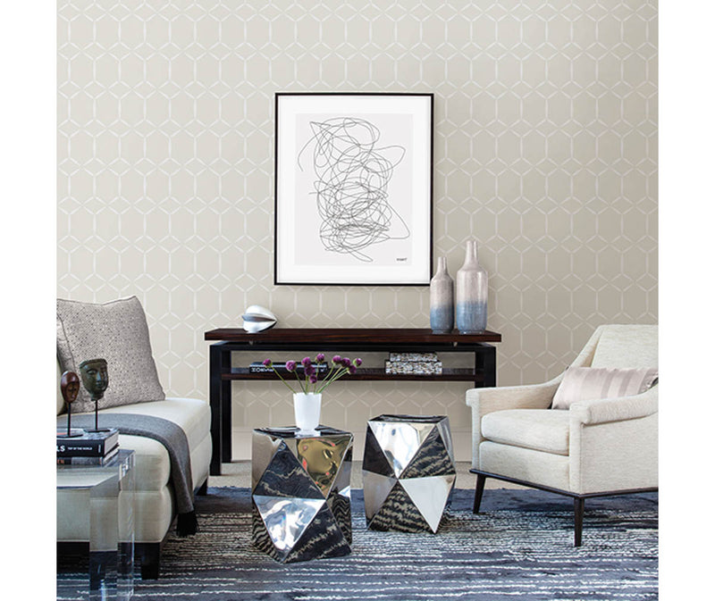 Fusion Neutral Geometric Wallpaper available at Barrydowne Paint