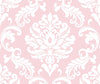 Ariel pink damask peel and stick NuWallpaper from Barrydowne Paint.