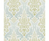 Blue and green nouveau damask peel and stick wallpaper from Barrydowne Paint.